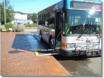 The TAWC fixed-route buses offer an easily accessible entry for all passengers needing greater access. These buses are low floor buses with kneeling capability. 